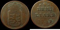 Luxembourg 1/2 Liard Luxembourg, Letzburg 1789, Habsburg Joseph II, 1,65 grms, Herinek.494 TB à TTB -