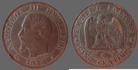 France 5 centimes NAPOLEON III 1856 BB Strasbourg, G.152 TB à TTB -
