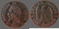 France 5 centimes NAPOLEON III 1855 A Paris, Chien, G.152 TB+ -