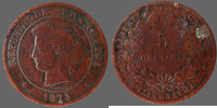France 5 centimes Cérès 1873 petit k Bordeaux, G.157a B à TB R! -