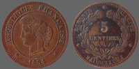 France 5 centimes Cérès 1884 A Paris, G.157a TTB+ -