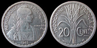 Indochine 20 centimes Indochine Française 1945 C castelsarrazin, LEC.253 SUPERBE -