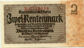 Allemagne, Deutschland, Rentenbankschein 2 rentenmark Rentenbank, Rentenbankschein 30.1.1937, ROS 167a SUPERBE+ -