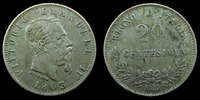 Italie, Italia, Italiane Italie, Italia, Vittorio Emanuele II, 20 centeseimi 1863 M, KM.13.1 TTB -