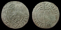 Charles II de Lorraine CHARLES II, 1390-1431, denier de Nancy, variété épée accostée d'un ailérion et d