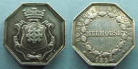 Mulhouse MULHOUSE, MULHAUSEN i.e, 1854 jeton de présence comptoir d'escompte, jeton octog