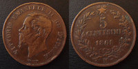 Italie, Italia, Italien Italie, Italia, 5 centesimi 1861 M, KM.3,2 TB à TTB Изображение