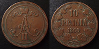 Finlande, Finland Finlande, Finland, 10 pennia 1866, KM.5.1 TB à TTB Изображение