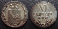 Allemagne, Deutschland, Baden, Bade 6 kreuzer BADEN, VI kreuzers 1808, Karl Friedrich, J.3 TTB -
