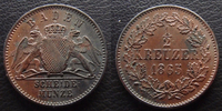 Allemagne, Deutschland, Baden, Bade 1/2 kreuzer BADEN, Friedrich I 1865, J.80 SUPERBE+ -