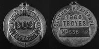 Troyes, ville de Troyes TROYES, ville de Troyes, 1966, Secours Français, Fédération Nationale de sauvetage, SOS, médaille, TTB+ -