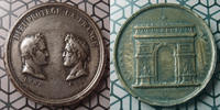 Louis Philippe et Napoleon Ier LOUIS PHILIPPE Ier et NAPOLEON Ier, fonte ancienne en étain 54 mm, Innauguration de l'Arc de Triomphe, TB+ -