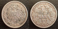 Allemagne, Deutschland, Empire, Kaisereich 1/2 Mark 1905 G, J.16 TTB -