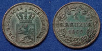 Allemagne, Deutschland, Bayern, Baviere 1 kreuzer Bayern, Bavière, Ludwig II 1869, AKS.183 petits coups sur tranche sinon TTB+ -