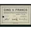 Mulhouse 5 Francs Mulhouse, chambre de commerce, le 17 Juin 1940, billet de cinq série C N°016137, percé pour annulation, K.069 Neuf -