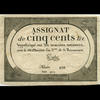 Assignats cent Assignat de cinq livres, hypothéqué sur les Domaine Nationaux, 20 Pluviose AN, Série 4011 N°858, Sign.DUBOC, TTB à SUP -
