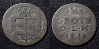 Allemagne, Deutschland, Oldenburg 2 grote Oldenburg, Allemagne avant 1871, Peter Friedrich Wilhelm N.D.C.F 1815, 1,36 grms, Jaeg.30 TB+ -