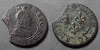 Dombes double tournois DOMBES Principauté, gaston d'Orléans fauté, clippé, 2,90 grms, B à TB Rare! -