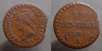 France Directoire, Un centime Dupré AN 6 A fauté !, Gad.76 TTB -