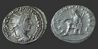 Roman Empire antoninian GALLUS, TREBONIEN GALLE Rome (ou Mediolanum, Milan ??) en 251-253, IVNO MARTIALIS, 3,45 g, RIC.69 SUP+/TTB+ Beau portrait !! -