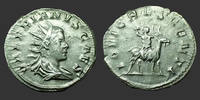 Roman Empire antoninian VALERIAN II, VALERIEN II, César Cologne en 255, IOVI CRESCENTI Valérien chevauchant une chèvre, 3,38 g, RIC.3 P.SUP Bien centré -