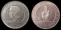 Allemagne, Deutschland, Weimar republik, republiqu 3 reichsmark verfassung 1929 D, Weimar Républik, République de Weimar, J.340 petites traces, presque SUP -