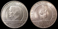 Allemagne, Deutschland, Weimar republik, republiqu 3 Reichsmark 1929 D Verfassung, Weimar Républik, République de Weimar, J.340 petites traces sinon SUP+ -
