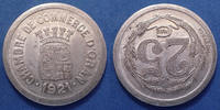 Algerie, Algeria 25 centimes ORAN, Algérie, algéria, variété du 1921, le coin du revers à été regarvé sur un coin d'avers !, Lec.317 Variante TTB+ R! -