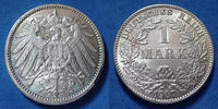 Allemagne, Deutschland, Kaiserreich, Empire 1 mark Kaiserreich 1907 G, grand aigle, J.17 petite tâche sinon SPL -