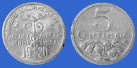 Nice et Alpes Maritimes 5 centimes NICE, ALPES MARITIMES, Chambre de commerce aluminium 1920, El.10.1 SUPERBE -