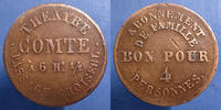Théatre, Cinéma jeton Théatre COMTE devenu le Bouffe parisien de 27mm 1826-1855, bon pour 4 personnes, TTB -