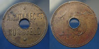 Mulhouse 15 pfennig MULHOUSE, Alsace, Mulhausen in Elsass, jeton de A.GUTKNECHT, Zum Nordfeld, percé, Marchand 325.1a, quelques traces sinon Bon TT -