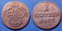 Allemagne, Deutschland, Löwenstein-Wertheim-Rochef kreuzer Lowenstein Wertheim 1803, Dominik Constantin, Wibel 407 P.TTB -