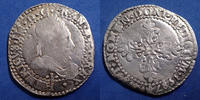 France 1/2 Franc au col plat, Demi Franc HENRI III, 1/2 Franc au col plat Limoge, 6,85 grms, DY.1131B à TB / TB+ Néttoyée! Bild