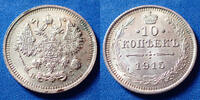 Russie, Russian, Russia 10 kopecks Russie, Russia, Nicolas II, Nikolaus II 1915 BC, 10 kopeken, petites tâches sinon SUP -