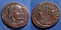 Roman Empire nummus CONSTANTINUS Magnus, CONSTANTIN Ie Arles (Arelate) en 333 - 334, Gloria Exercitus, 18mm, 1,88 grms, RIC 375 R3! TTB+/TTB -