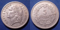 France 5 Francs Lavrillier 1946 C aluminium, Gouvernement provisoire, Gad.766 TTB+ -