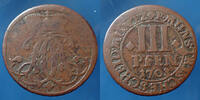 Allemagne, Deutschland, Munster Bistum 3 pfennig MUNSTER Bistum, Friedrich Christian von Plettenberg 1703, B à TB/P.TTB -