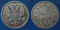 Finlande, Finland 25 pennia FINLAND, FINLANDE, Alexander II 1873, KM.6 Bon TTB -