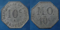 Nantes 10 centimes NANTES, messagerie de l'ouest en zinc nickelé, El.45.1 Petites concrétions sinon TTB -