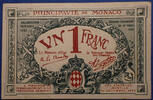 Monaco, Principauté de Monaco 1 franc Monaco, Principauté de Monaco, billet de 16 Mars 1920, série B N°264653, 1 épinglage et quelques traces sinon TTB à SUPERBE -