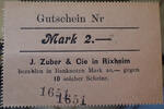 Rixheim 2 mark Rixheim, Haut Rhin, J.Zuber et compagnie, carton de numéroté 1651, SPL -