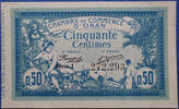 Algerie, Algeria 50 centimes Algérie, Algeria, Oran chambre de commerce 10 Novembre 1915, série I N°272293, très légères rousseurs sinon SUP -