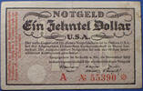 Allemagne, Deutschland, Biebrich am Rhein dollar Biebrich am Rhein, Allemagne, Deutschland, notgeld 1/10e de November 1923 industregemeinschaft, Muller 420 TTB -