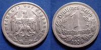 Allemagne, Deutschland, Germany, 3e Reich, Dritte 1 Reichsmark Allemagne, Deutschland, Germany, 3e reich, dritte Reich 1936 D, J.354 TTB+ -