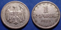 Allemagne, Deutschland, Weimar republik, republiqu 1 mark Allemagne, Deutschland, Germany, Weimar Republik, République Weimar 1924 A, J.311 TTB -