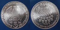 Allemagne, deutschland, RFA 5 Mark 1974 F 25 jahre Grundgesetz, J.413 SPL -