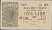 Italie, Italia, Italiane Italie, Italia, billet de 2 lires 1944, KM.30b SPL -