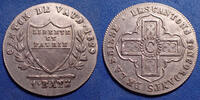 Suisse, Schweiz, Canton de Vaud Schweiz, Switzerland, Suisse, Canton de Vaud, 1 batz 1829, HMZ.1004, 25mm, 2,36g, SUP -