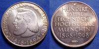 Allemagne, Deutschland, Munchen, Munich Munchen, Munich, Carl M. von Bauernfeind, les 100 ans de l'école technique, médaille en argent 1868-1968, 30mm, 11,90g SUP+ - Si -
